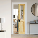 Premium Unfinished Internal Pocket Door Set with 2 Clear Glass Panels and Pine Frame for Space Efficiency