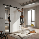 Premium White Internal 7 Panel Sliding Door with Black Top Mounted System for Modern Interiors