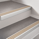 Aluminium Stair Nosing 62x32mm Square Edge, 5mm Gauge, Cut to Size 700-3200mm — Insert Colour: Fawn Castellated