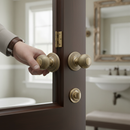 Premium Round Reeded Mortice Bathroom Door Knob Set with Antique Brass Finish and 10-Year Guarantee for Stylish Bathroom Decor