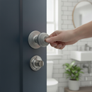 Premium Round Reeded Mortice Bathroom Door Knob Set with Satin Chrome Finish, Ball Bearing Hinges, and Dedicated Lock for Privacy