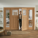 Premium Unfinished Oak Internal Room Divider Set with Clear Glass Panels - Vintage Style, Complete Frame Kit, and Customizable Finish