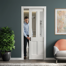 Premium Victorian 2 Panel Pocket Door Set with Clear Glass Inserts for Elegant Interiors