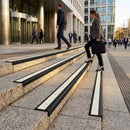 PVC anti-slip stair nosing 67x32mm profile showing textured surface for commercial and domestic safety applications