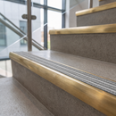 Solid Brass Stair Nosing 83mm x 40mm Ramped Heavy Duty with Carborundum Insert — Anti-Slip Infill Colour: Italian Marble