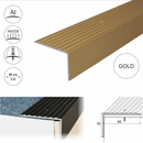 65mm heavy duty aluminium stair nosing in Gold anodised finish - 0.9m 1.2m 2.7m lengths