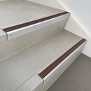 Aluminium Stair Nosing 62x32mm Square Edge, 5mm Gauge, Cut to Size 700-3200mm — Insert Colour: Claret Castellated