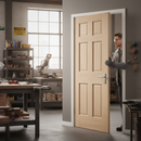 Premium White Oak Internal Door with 6 Panel Design and Solid Engineered Core for Durability and Elegance