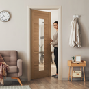 Premium Unfinished Oak Internal Door with Clear Glass Panel for Custom Finishing