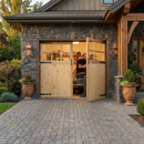 Premium Unfinished Solid Redwood Garage Door with Obscure Glass - Classic Side-Hung Design for Enhanced Home Aesthetics