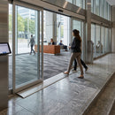 25mm anodised aluminium door threshold strip for indoor use with smooth metallic finish and beveled edges
