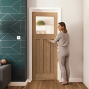 Premium Unfinished Internal Oak Door with 3 Panels and Obscure Glass - 1930's Design, Ready to Paint or Stain