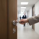 Premium Round Rose Lever Fire Rated Handle Set - Polished Chrome Finish with Secure Locking Mechanism and Smooth Operation