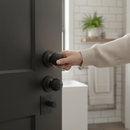 Premium Round Reeded Mortice Bathroom Door Knob Set - Matt Black Finish with Complete Hardware Package