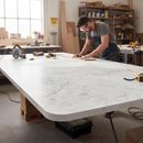 Premium Rounded Edge Laminate Worktop with Calacutta Marble Effect - 3000mm x 600mm x 38mm, Durable and Elegant Design for Kitchen Spaces