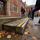 Aluminium stair nosing profile 67x55mm with anti-slip surface, DDA compliant for indoor and outdoor use