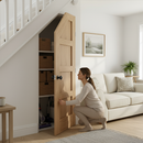 Premium Unfinished Oak Angled Under-Stair Made-to-Measure Cupboard Door in Classic Shaker Style