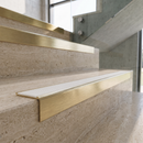 Solid Brass Stair Nosing with Carborundum Insert, Custom Lengths — Ridged PVC Colour: Snow