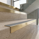 Solid Brass Stair Nosing with Carborundum Insert, Custom Lengths — Ridged PVC Colour: Fog