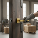 Premium Satin Brass and Matt Black Square Rose Handle Pair for Internal Doors - High-Quality Professional Grade for Industrial and Commercial Appli...