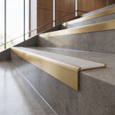 Solid Brass Stair Nosing with Carborundum Inserts, Custom Lengths — Ridged PVC Colour: Snow