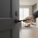 Premium Twist Internal Lever Handle on Round Rose, Matt Black Finish with Latch Pack and Ball Bearing Hinges for Modern Doors