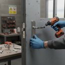 Premium Two-Tone Fire Door Handle Set with Polished and Satin Chrome Finish and Fire-Rated Hinges for Enhanced Safety and Style