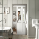 Premium White Primed Internal Pocket Door Set with 4 Panels and Bevelled Glass for Enhanced Natural Light Flow