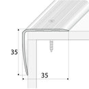 Anodised aluminium ribbed stair nosing trim 35x35mm showing non-slip surface texture for carpeted steps