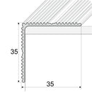 Anodised aluminium ribbed stair nosing edge 35x35mm with self-adhesive backing for non-slip safety