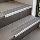 Aluminium Anti-Slip Stair Nosing 85x32mm Rakeback, Twin PVC Inserts, 11 Colours, 1m-3.22m — Insert Colour: Midnight Grey