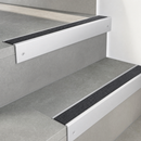 Aluminium Stair Nosing 62x32mm Square Edge, 5mm Gauge, Cut to Size 700-3200mm — Insert Colour: Black Anti-Slip Grip