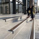 Aluminium stair nosing profile 56x55mm showing DDA compliant safety edge for indoor and outdoor steps