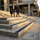 Aluminium stair nosing profile 67x55mm dimensions showing DDA compliant edge protection for indoor outdoor use