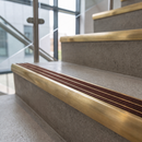 Solid Brass Stair Nosing 83mm x 40mm Ramped Heavy Duty with Carborundum Insert — Anti-Slip Infill Colour: Chestnut