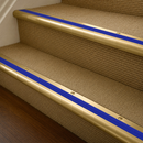 Solid Brass Stair Nosing 63.5mm Bullnose Single Channel, Anti-Slip Insert, Cut to Size 700-2700mm — Colour: Mid Blue Castellated