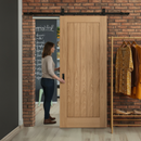 Premium Unfinished Oak Top Mounted Sliding Door with Customizable Finish and Space-Saving Design