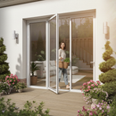 Premium White Aluminium External Folding Patio Door with Clear Tempered Double Safety Glass for Seamless Indoor-Outdoor Living