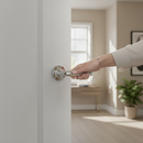 Premium Round Lever Door Handle with Curved Cylinder Design in Polished Chrome Finish for Modern Interiors