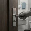 Premium Two-Tone Bathroom Door Handle Set with Polished & Satin Chrome Finish and Privacy Lock for Modern Bathrooms