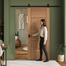 Premium Unfinished Oak Internal Sliding Door with Classic Five-Panel Design and Top-Mounted Track for Smooth Operation