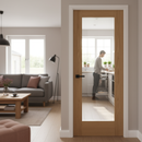 Premium Unfinished Internal Oak Door with Clear Glass Pane - Stylish Design for Modern Interiors