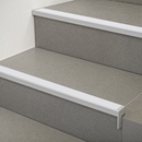 Aluminium Stair Nosing 62x32mm Square Edge, 5mm Gauge, Cut to Size 700-3200mm — Insert Colour: Polar Grey Castellated