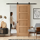 Premium Unfinished Oak Internal Shaker 4 Panel Sliding Door with Black Steel Track for Classic Elegance
