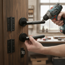 Premium Round Rose Lever Door Handle Set with Matt Black Finish and Ergonomic Design for Modern Interiors