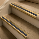 Solid Brass Stair Nosing 63.5mm Bullnose Single Channel, Anti-Slip Insert, Cut to Size 700-2700mm — Colour: Regency Castellated
