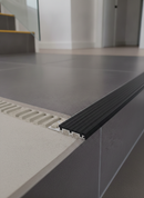 Anti-slip stair nosing R9 GS Black RAL 9011 tread 52mm aluminium TREP staircase UK