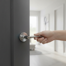 Premium Round Rose Lever Door Handle Set with Polished & Satin Chrome Finish for Modern Decor