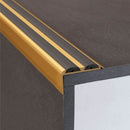 36mm x 20mm slim anodised aluminium stair nosing with black rubber insert - 5 finishes for discreet stair edge protection
