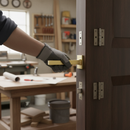 Premium Square Rose Lever Door Handle Set in Satin Brass Finish with Slim Design and Ball Bearing Hinges